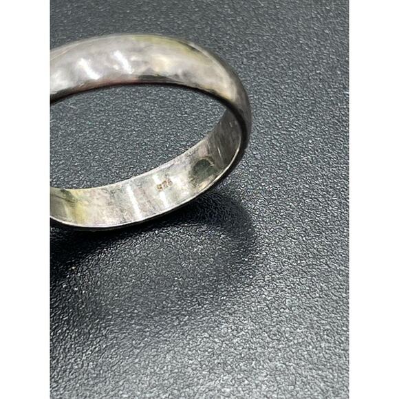 Signed Sterling silver Malachite Heart  Chakra Love Cabochon Bypass Ring 8-8.5 - Picture 8 of 11